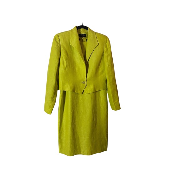 Dana Buchman Silk Linen Green Dress Suit Size 8 Career Business office - Picture 1 of 7